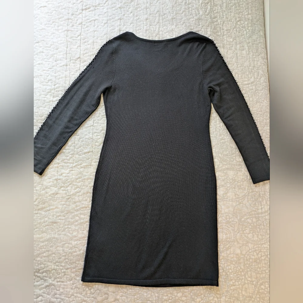 Leo Guy Paris Black Long Sleeve Dress with Beaded Detail - Picture 11 of 15